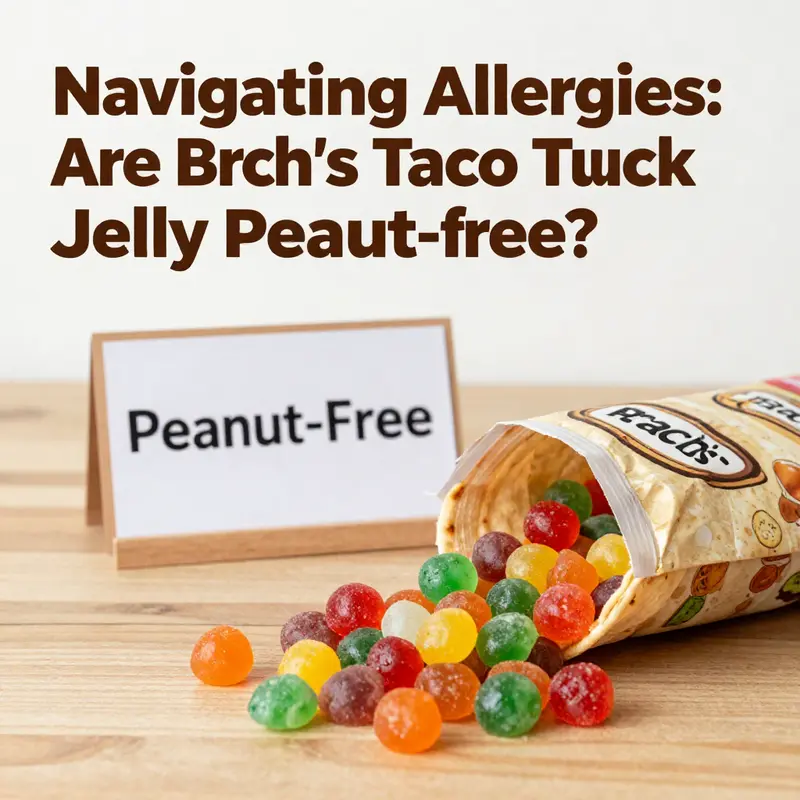 Assorted Brach’s Taco Truck Jelly Beans with a focus on their peanut-free labeling.
