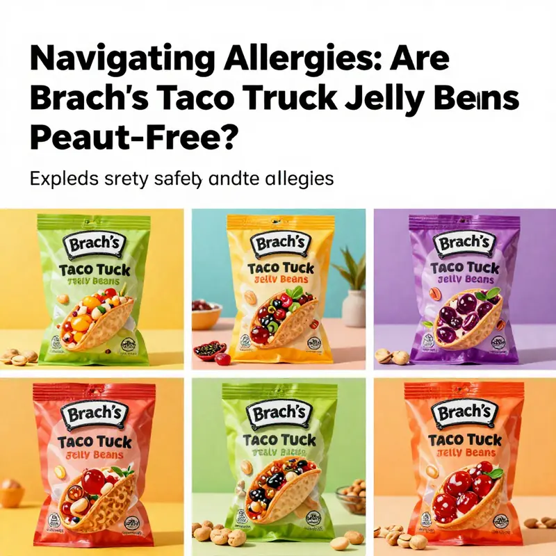 A colorful collage of Brach's Taco Truck Jelly Beans showcasing a variety of flavors and colors.