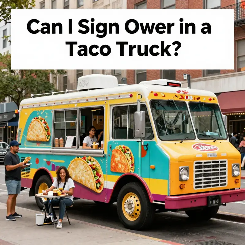 A taco truck surrounded by customers enjoying fresh tacos on a sunny day.