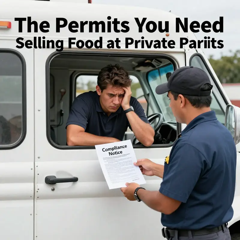 Understanding the permits and licenses needed for selling food from a taco truck at private events.
