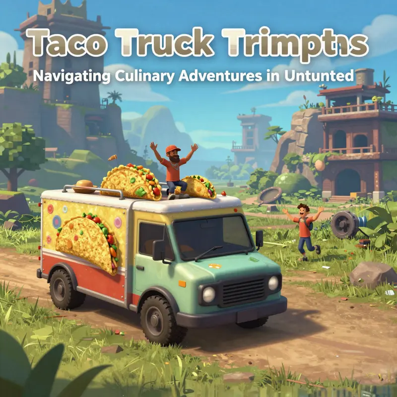 A colorful taco truck set in Unturned's vibrant landscape, embodying community interaction.