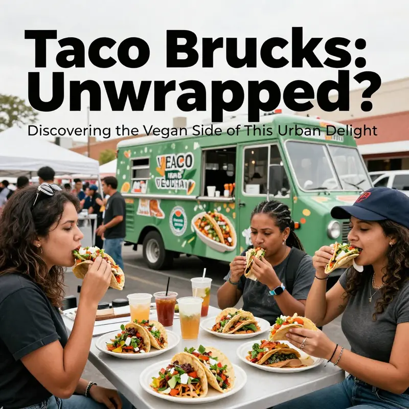 A lively vegan taco truck serving up delicious plant-based tacos to happy urban dwellers.