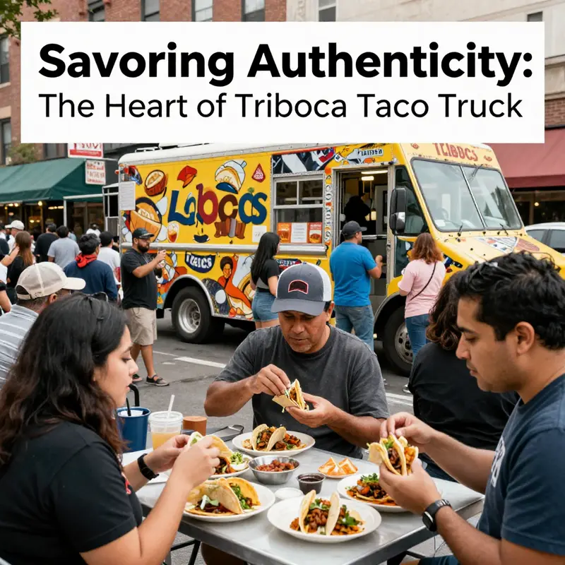 A bustling scene at Tribeca Taco Truck, highlighting its delicious offerings.