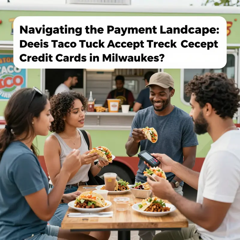 Customers at L Taco Truck waiting to place their orders and check payment options.