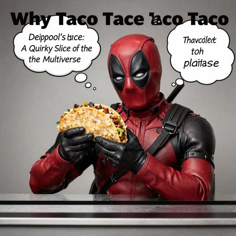 Deadpool proudly showcases his taco truck, inviting fans to experience his chaotic charm.