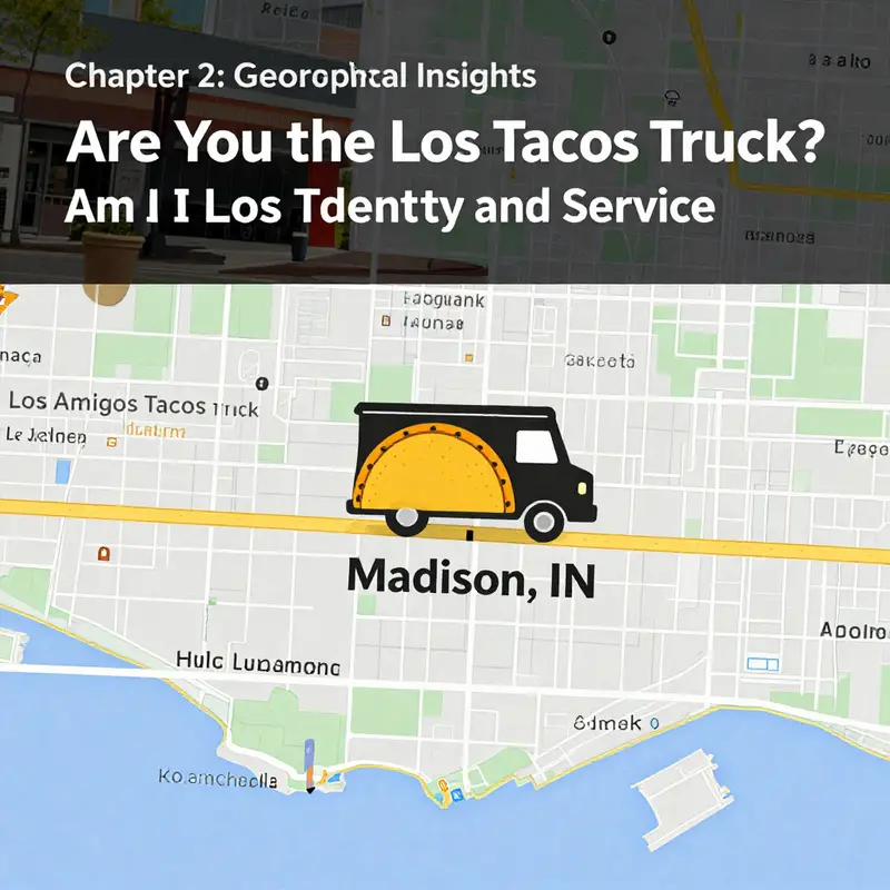 Identity confusion depicted through a person contemplating their connection to Los Amigos Tacos Truck.