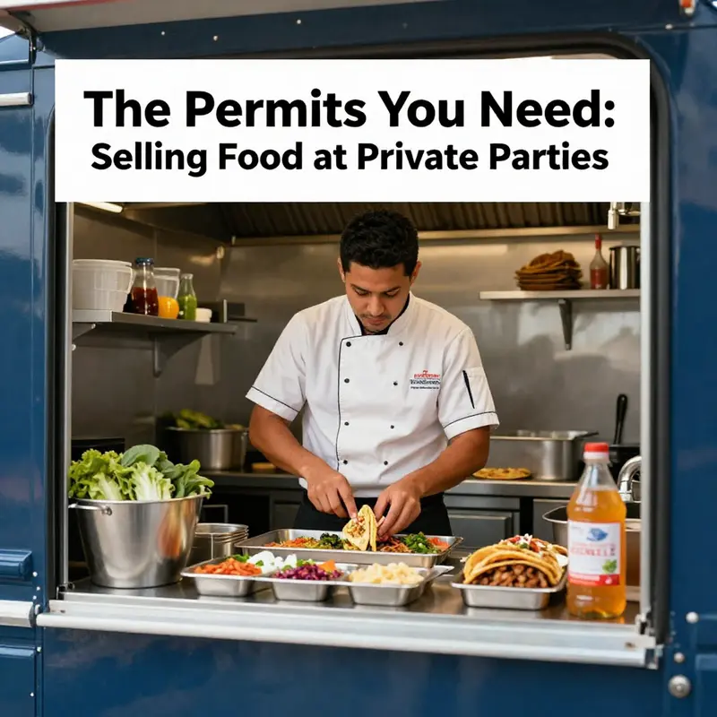 Understanding the permits and licenses needed for selling food from a taco truck at private events.