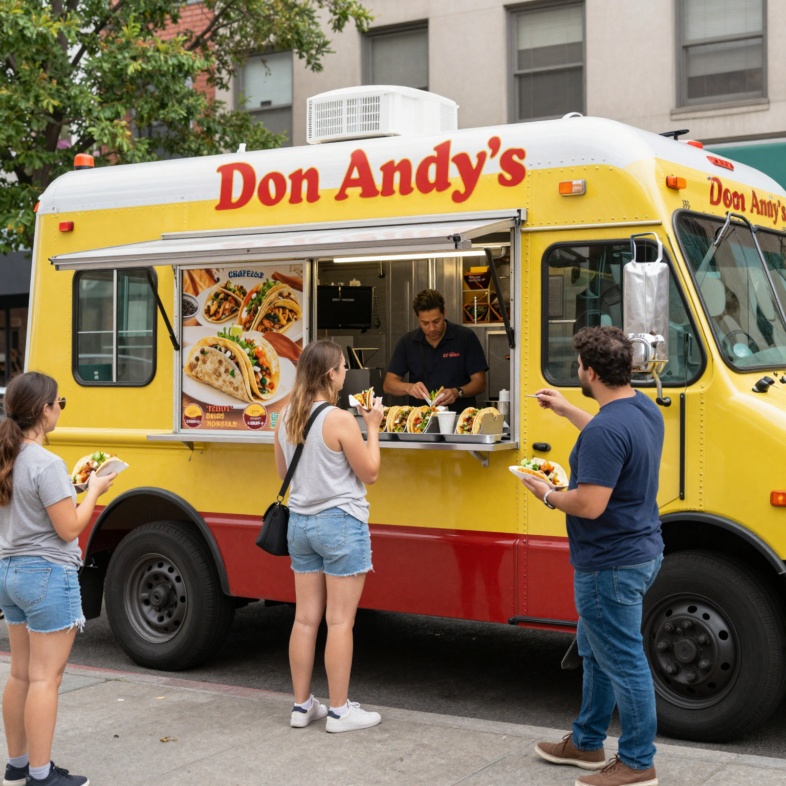 Vibrant image of Don Andy's Taco Truck in an urban setting