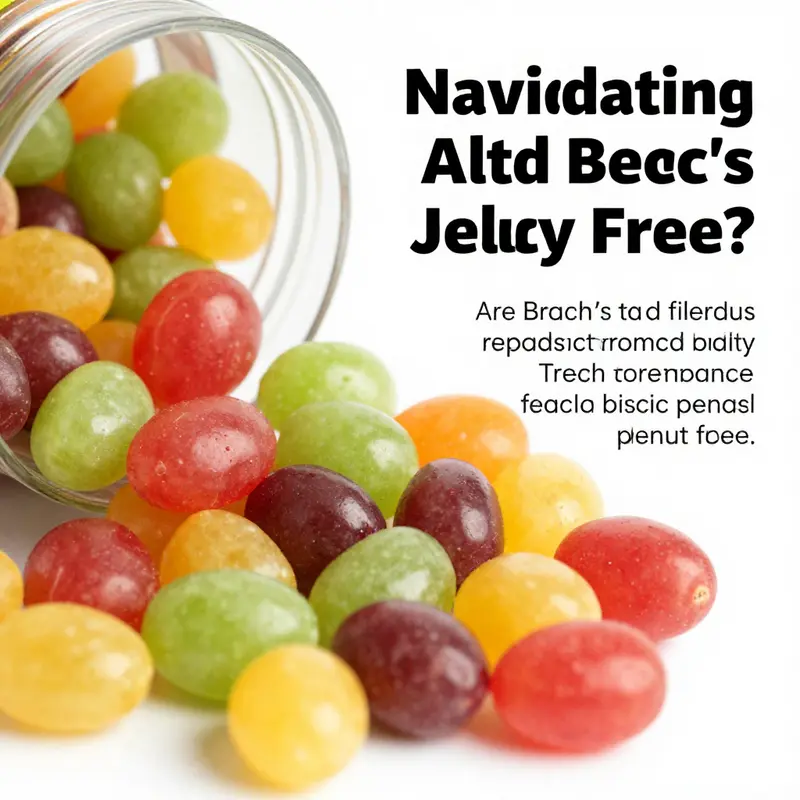 Assorted Brach’s Taco Truck Jelly Beans with a focus on their peanut-free labeling.