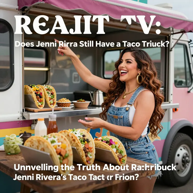 Jenni Rivera enjoying a taco truck scene in her reality show, showcasing her vibrant personality.