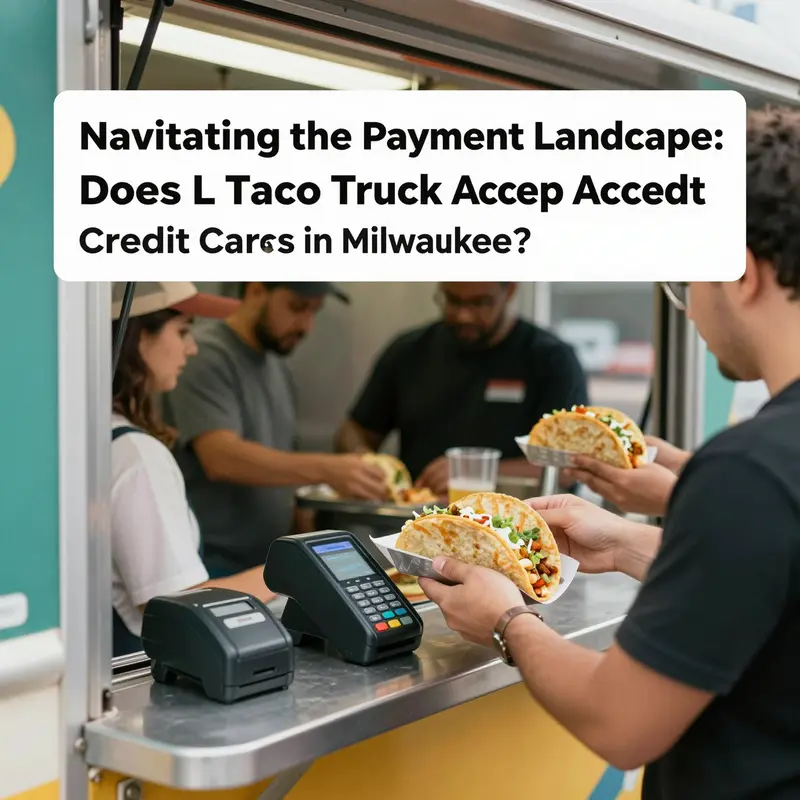 Customers at L Taco Truck waiting to place their orders and check payment options.