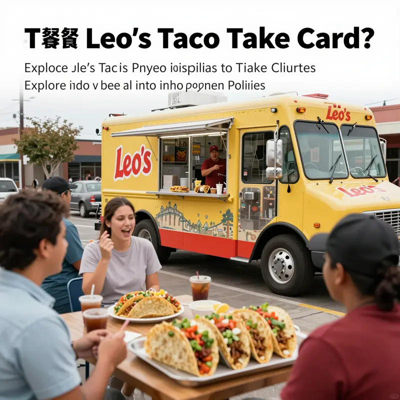 A lively scene of people enjoying delicious tacos from Leo's Taco Truck.