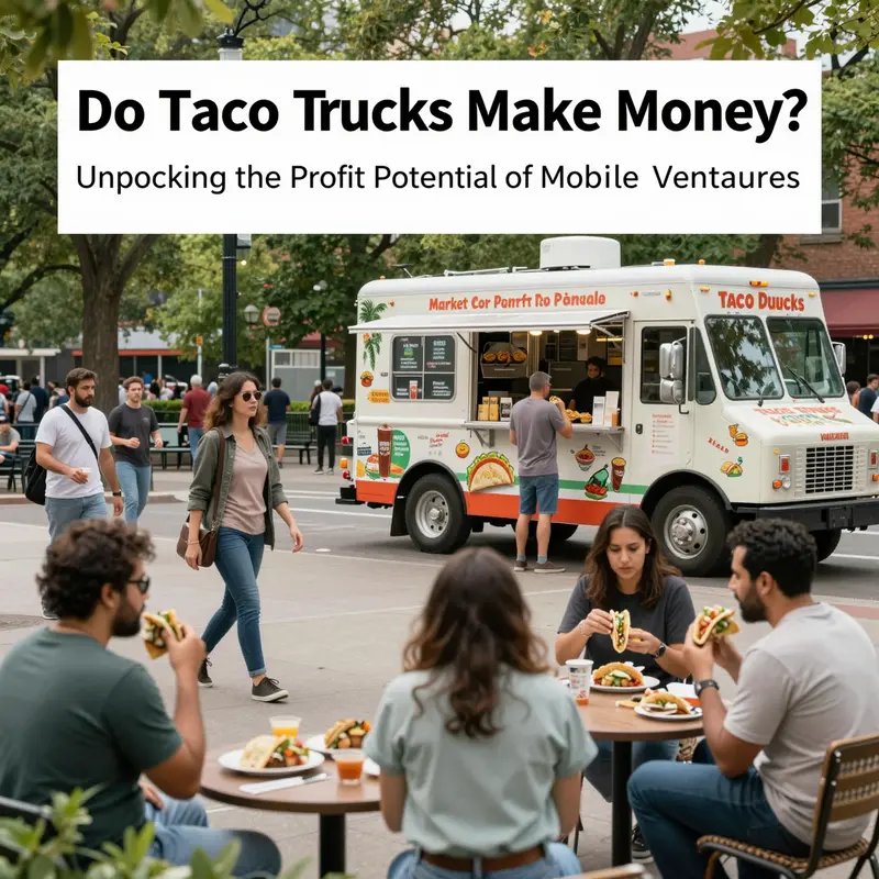A bustling urban taco truck at night symbolizing profitability growth and financial planning for taco businesses.