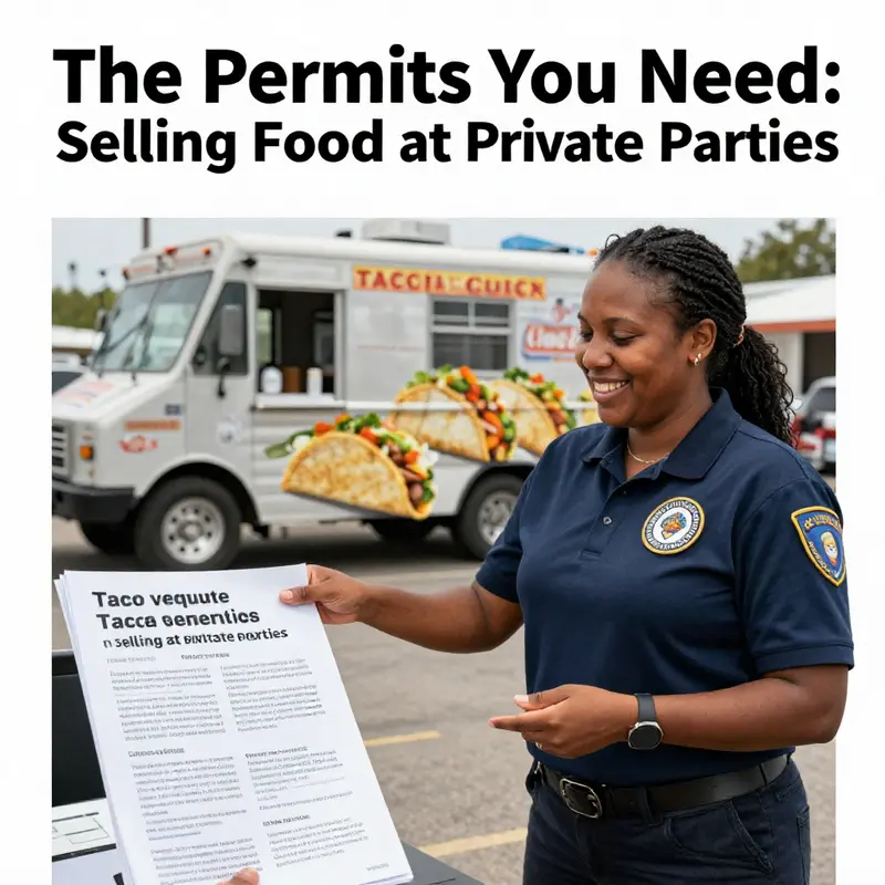 Understanding the permits and licenses needed for selling food from a taco truck at private events.