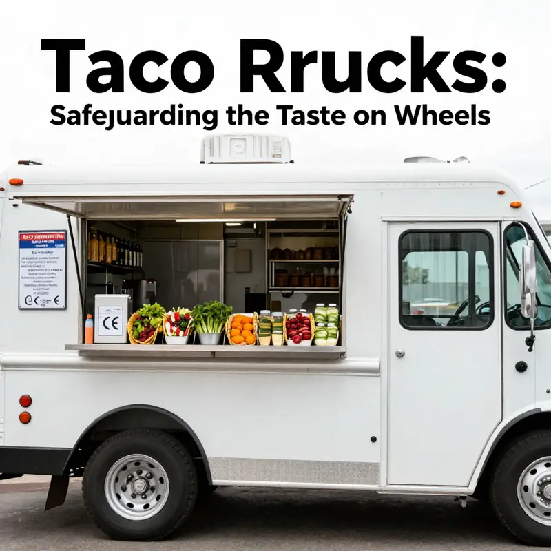 A taco truck showcasing its compliance with safety standards in the heart of the city.