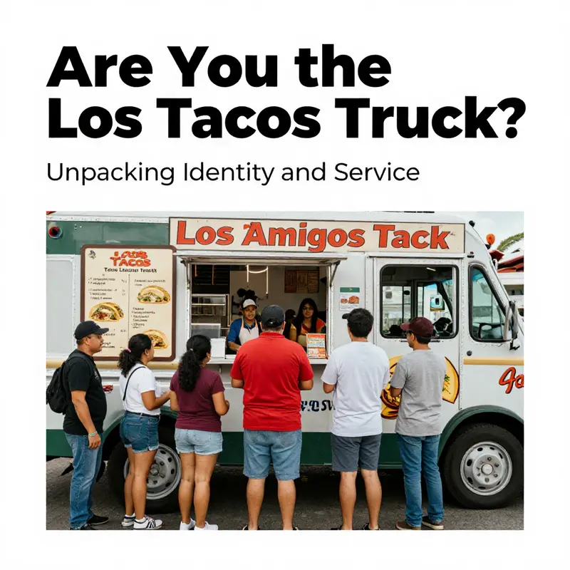 Identity confusion depicted through a person contemplating their connection to Los Amigos Tacos Truck.