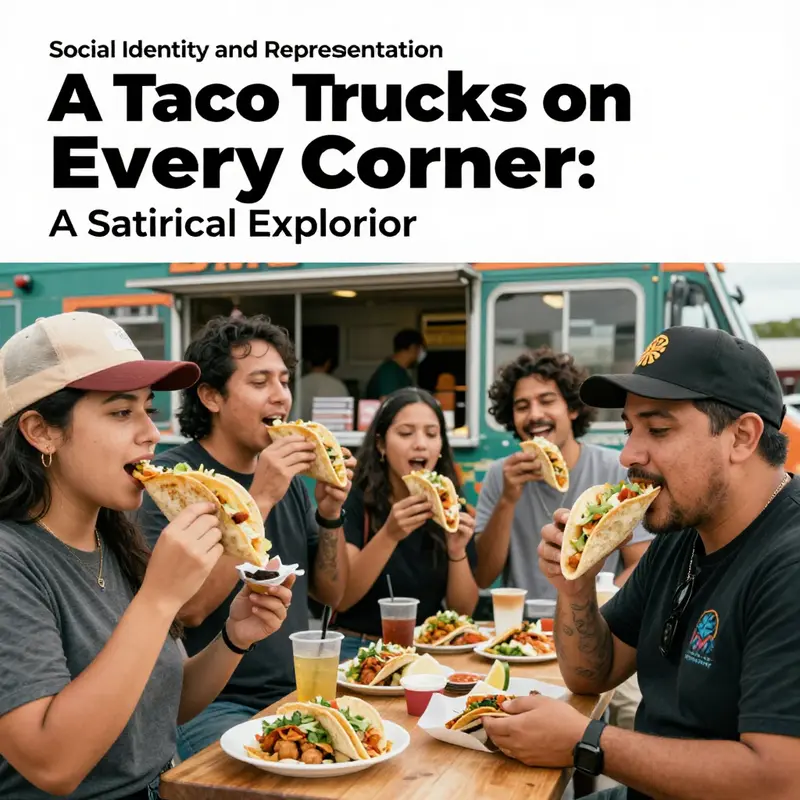 A vibrant depiction of taco trucks as cultural symbols in urban environments.