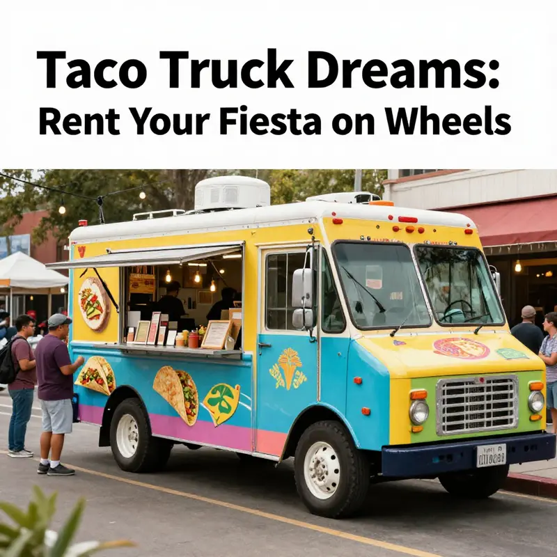 A colorful taco truck in an urban setting with people enjoying food and festivities.