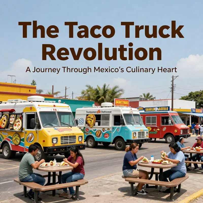 Taco trucks embody the spirit of Mexican culinary culture, reflecting vibrant street life.