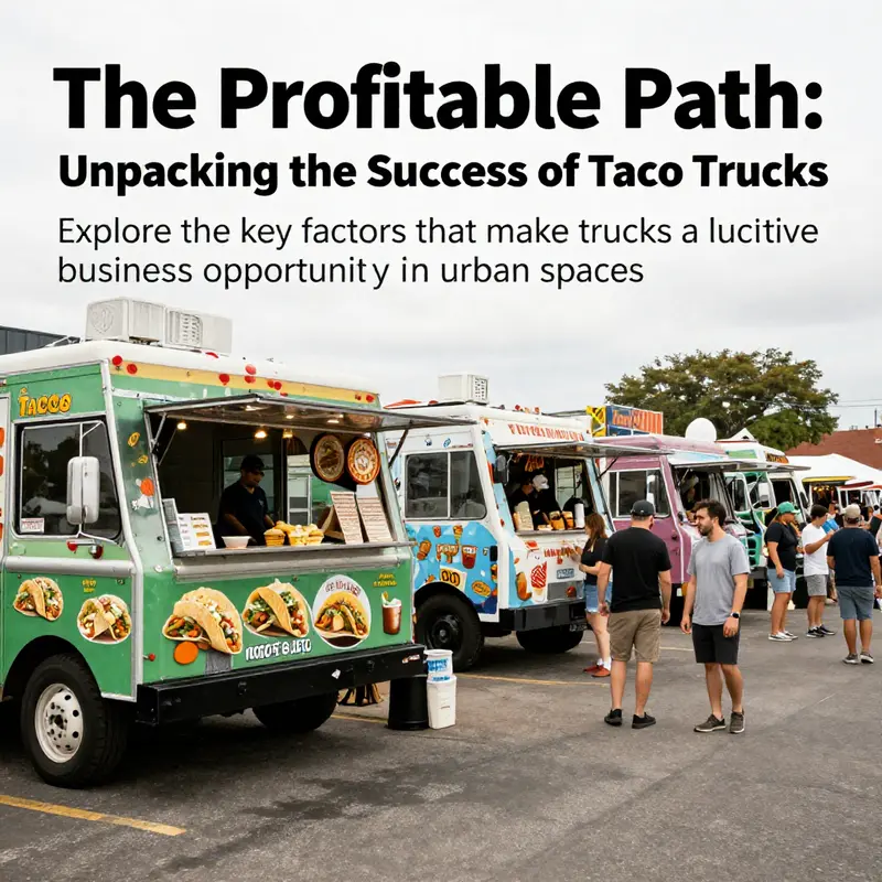 Multiple taco trucks serving enthusiastic customers at a lively food festival.