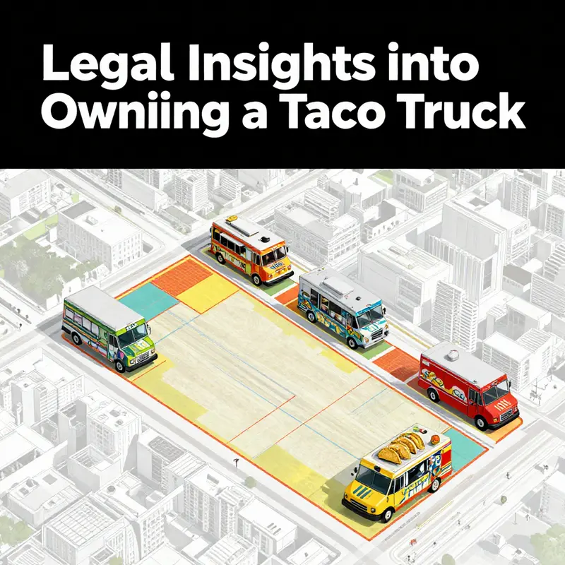 A taco truck legally operating in a city, reflecting the vibrant food culture.