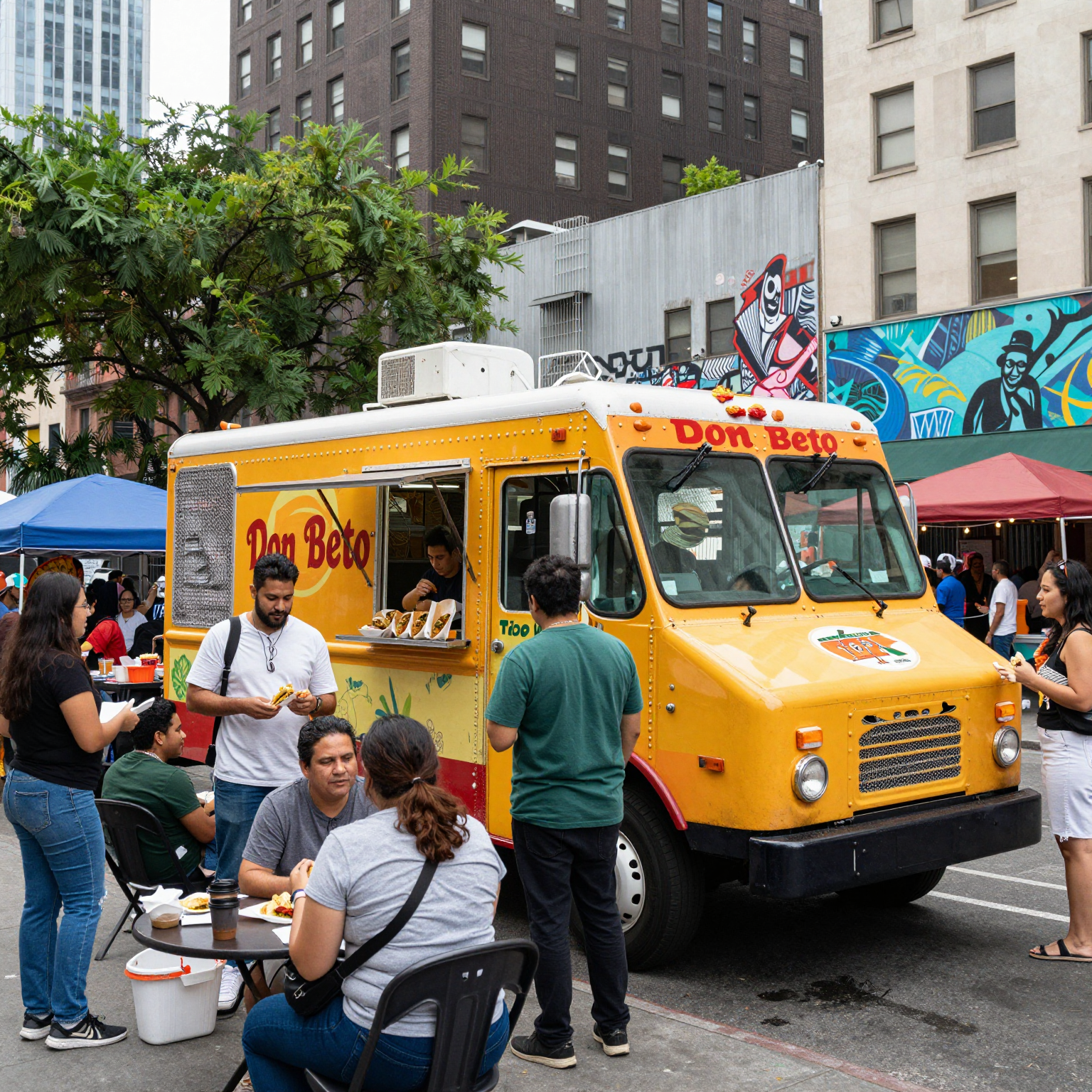Don Beto's Taco Truck in a busy urban setting
