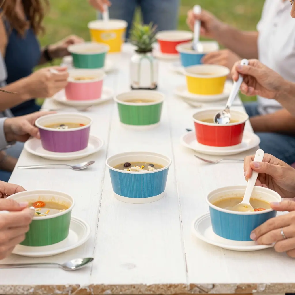 Disposable Soup Bowls at Party