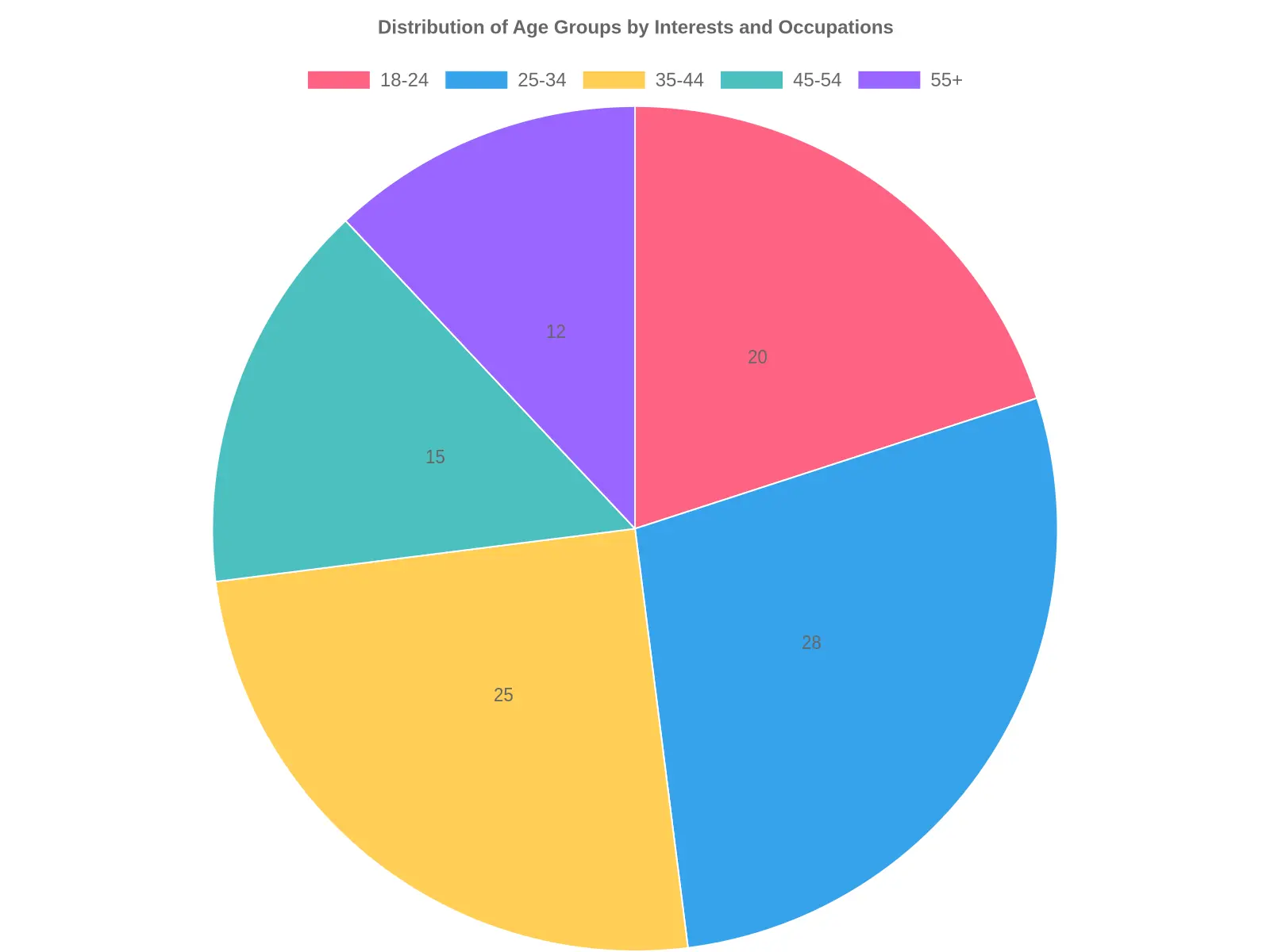 Distribution of Age Groups by Interests and Occupations