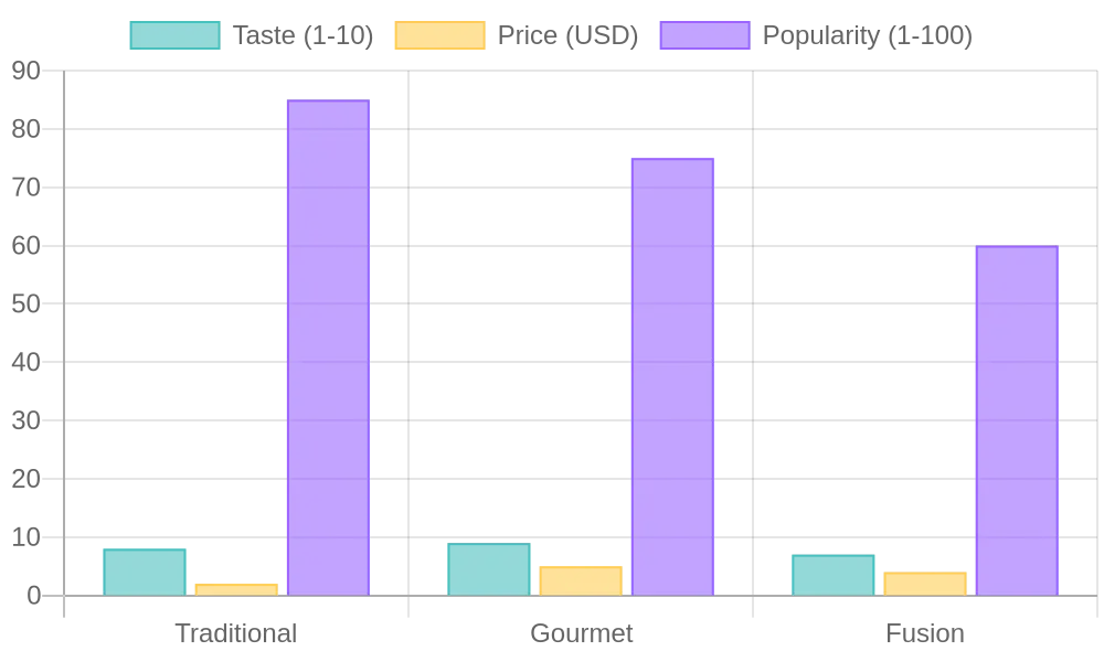 Comparison of Taco Styles by Taste, Price, and Popularity